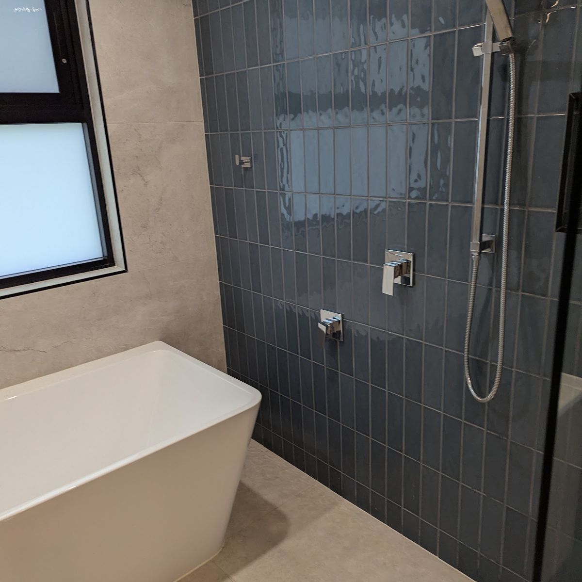 Tiled bathroom ready for inspection